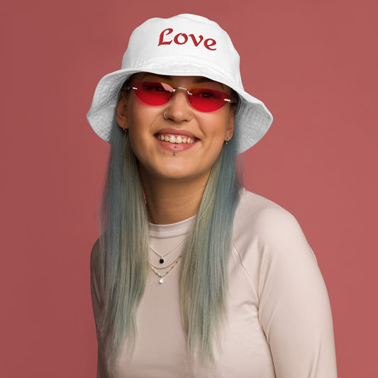 Organic Embroidered Love Bucket Hat