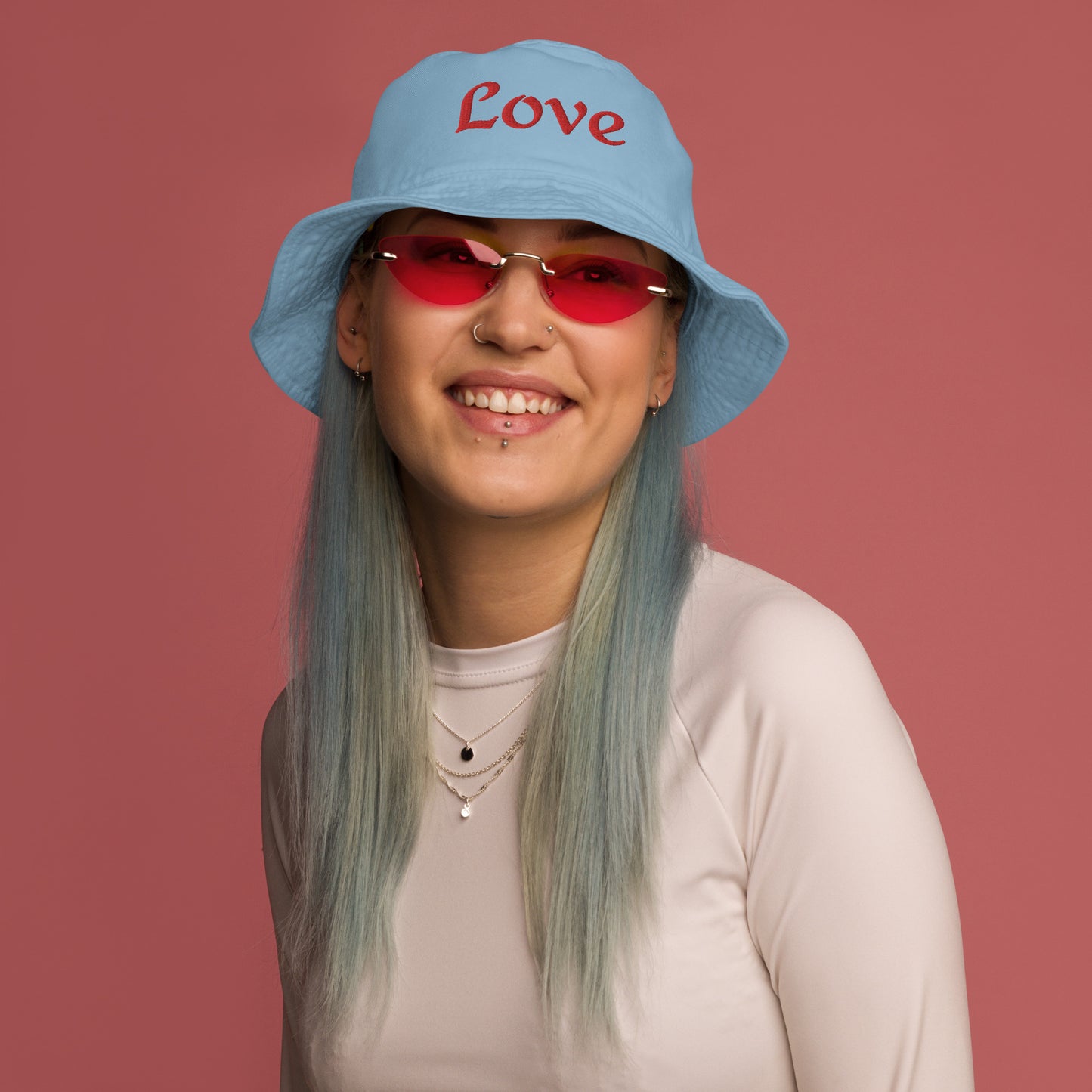 Organic Embroidered Love Bucket Hat