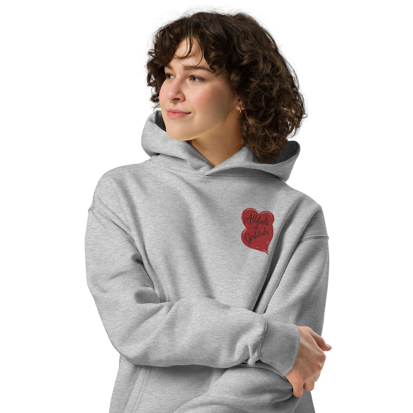 Unisex Embroidered Attitude of Gratitude Oversized Hoodie