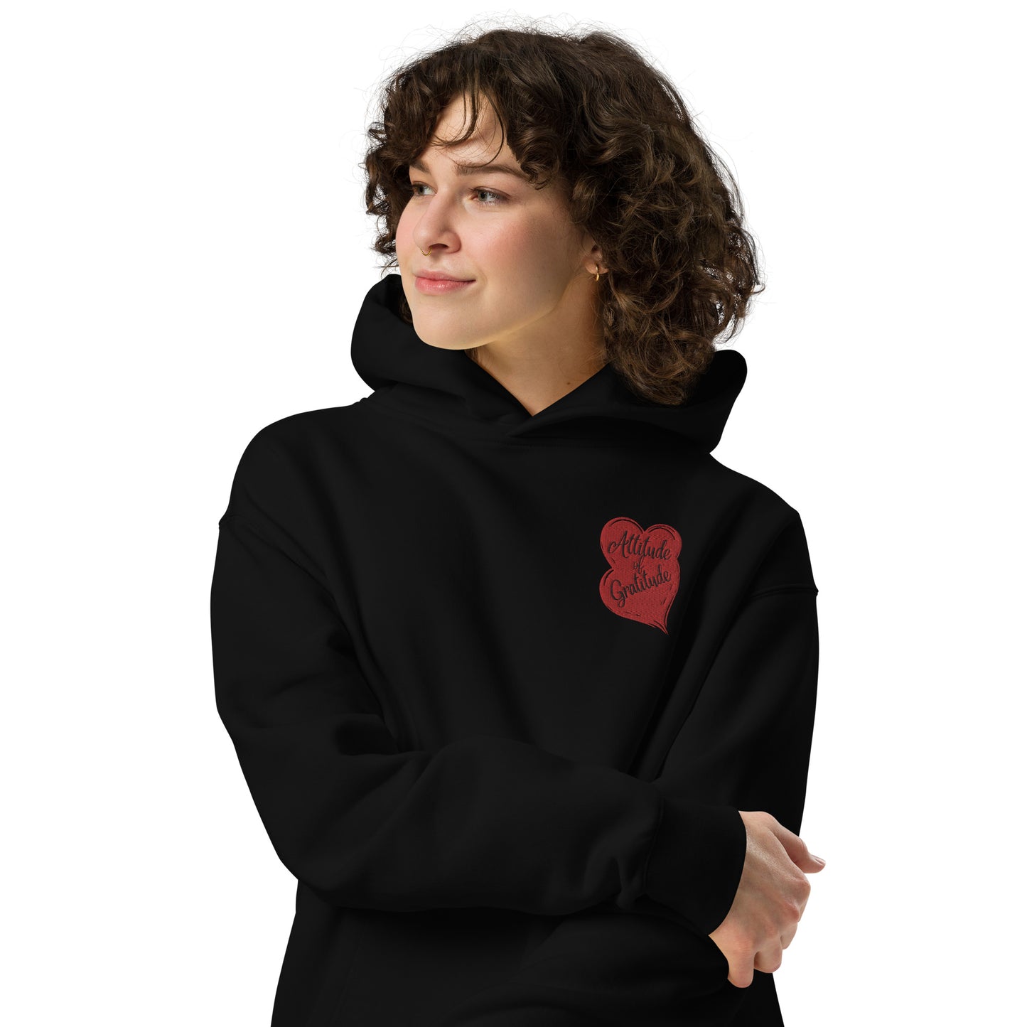 Unisex Embroidered Attitude of Gratitude Oversized Hoodie