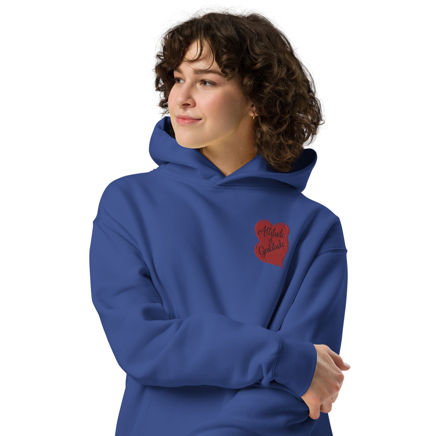 Unisex Embroidered Attitude of Gratitude Oversized Hoodie