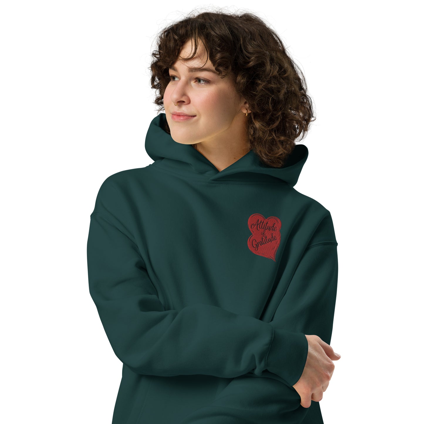 Unisex Embroidered Attitude of Gratitude Oversized Hoodie